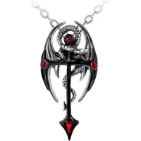 Alchemy Gothic Collier Gothic de - Croix & Dragon - pour Unisexe - noir/argent - Taille Standard