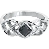 EtNox Bague Gothic de - Nœud Celtique - pour Femme - couleur argent - Taille 56