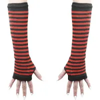 Banned Alternative Mitaines montantes de - Manchons Rayés Frances - pour Unisexe - noir/rouge - Taille Standard