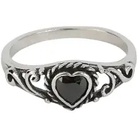 EtNox Bague Gothic de - Black Heart - pour Femme - noir/argent - Taille 56