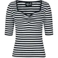 Hell Bunny T-shirt manches longues Rockabilly de - Haut Warlock - XS - 4XL - pour Femme - noir/blanc - Taille 4XL