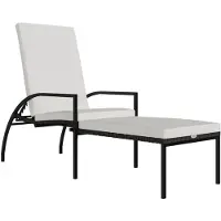 vidaXL Chaise longue avec repose-pieds en rotin PE marron