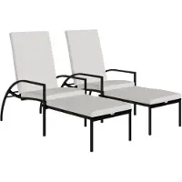 vidaXL Bains de soleil 2 pcs. avec repose-pieds rotin PE noir