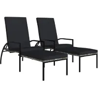 vidaXL Bains de soleil 2 pcs. avec repose-pieds rotin PE gris