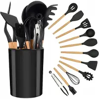 Brunbeste Set de cuisine en silicone 12 pièces avec manches en bois - Tout-en-un pour votre cuisine !