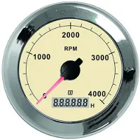 VETUS 0-4000rpm Tachometer 12-24v Argenté 100 mm