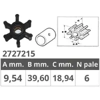 Jabsco 4528 Original Impeller Argenté 9.54 x 39.6 x 18.94 mm