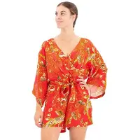 Superdry Vintage Kimono 3/4 Sleeve Romper Orange S Femme
