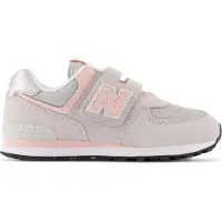 New Balance unisex pour enfant. PV574V1 Baskets 574 Core Hook & Loop en cuir gris (34.5 W), Plat, Velcro, Casuel, mode enfantine