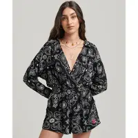 Superdry Vintage Beach Long Sleeve Romper Noir 2XS Femme