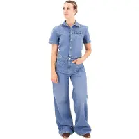 Pepe Jeans Evelyn Short Sleeve Jumpsuit Bleu S Femme