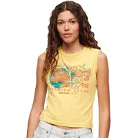 Superdry Dames Débardeur Slim À Motif La Vintage Logo, Jaune, Taille: 44