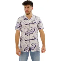 Superdry pour homme. M4010810A Chemise en lin imprimé blanc (S), Casuel, Manche courte