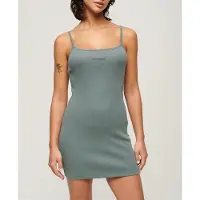 Superdry Embroidered Rib Strappy Sleeveless Short Dress Bleu M Femme