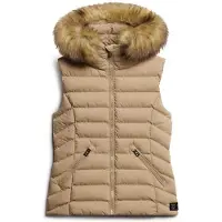 Superdry Fuji Faux Fur Vest Beige 2XS Femme