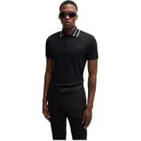 BOSS pour homme. 50525172 Polo Paule Noir (M), Casuel, Coton, Manche courte