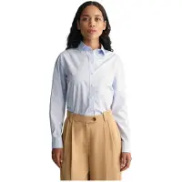 Gant pour femme. 4300348 Chemise en popeline bleue à coupe régulière (36), Casuel, Coton, Manche longue