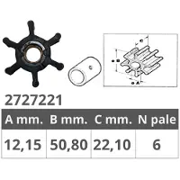 Jabsco 653-0001 Original Impeller Argenté 12.15 x 50.8 x 22.1 mm