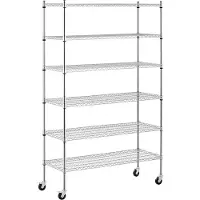Royal Catering Étagère métallique - 120 x 45 x 190 - 90 kg - 4 roulettes - RCMR-1800P49