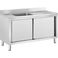 Royal Catering Plonge inox sur meuble - 1 bac - - Acier inoxydable - 140 x 60 cm