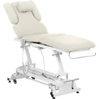 Physa Table de massage électrique - 3 moteurs - 300 W - 185 x 67 x 62 - 84 cm - 200 kg - Blanc / beige NANTES BEIGE_PH