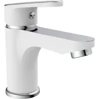 Schutte Robinet de lavabo SCHÜTTE ALASKA, robinet de salle de bains avec vidage, mitigeur lavabo avec bouchon Pop Up, blanc/chrome