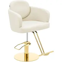 Expondo Fauteuil de coiffeur avec repose-pieds - 480 - 630 mm - 200 kg - Crème / Doré WINSFORD CREAM & GOLD