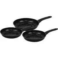 Herzberg Ensemble De Poêles À Frire Forgées Revêtement En Marbre Noir 3 Pièces Herzberg Hg04746-Blk