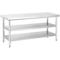 Royal Catering Table de travail inox - ECO - 60 x 180 cm - 500 kg - étagère intermédiaire - RCWT-180X60-3L-E