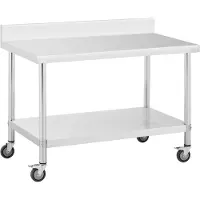 Royal Catering Table à roulettes inox - PREMIUM - 70 x 120 cm - 158 kg - Dosseret - RCAT-120/70-WS