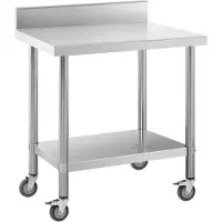 Royal Catering Table de travail inox - PREMIUM - 60 x 80 cm - 135 kg - Dosseret -