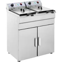 Royal Catering Friteuse électrique sur armoire - 2 x 16 l - 12 000 W - 400 V - Robinet de vidange - RCKF 16DSH