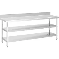 Royal Catering Table de travail inox - ECO - 200 x 60 cm - 500 kg - étagère intermédiaire - RCAT-200/60-SPS3SH