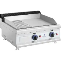 Expondo Plancha à gaz double - 60 x 40 cm - Lisse/rainurée - 2 x 3 100 W - Gaz naturel - 20 mbar