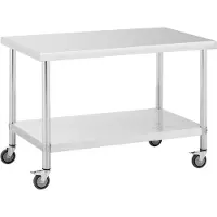 Royal Catering Table de travail en inox - PREMIUM - 70 x 120 cm - 158 kg - RCAT-120/70-W