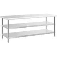 Royal Catering Table de travail inox - ECO - 200 x 70 cm - 500 kg - étagère intermédiaire -