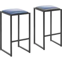 Royal Catering Expondo Tabourets de bar - Lot de 2 - Noir/bleu - avec rembourrage -