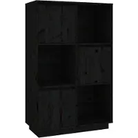 vidaXL Highboard noir 74x35x117 cm Pin massif