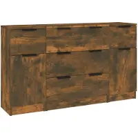 vidaXL Ensemble de buffet 3 pièces chêne fumé bois composite