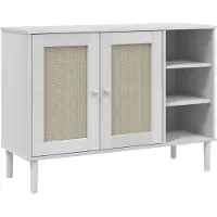 vidaXL Sideboard SENJA aspect rotin blanc 112x40x80 cm bois de pin