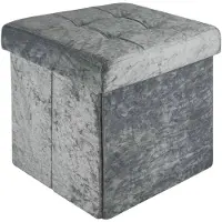 Intirilife Pouf Pliable 38x38x38 Cm En Velours Gris - Boîte De Rangement Décorative Avec Housse En Velours Pour Gagner De L'espace - Tabouret Coffre Siège
