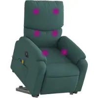 vidaXL Fauteuil de massage électrique avec releveur Tissu vert foncé