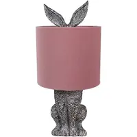 Clayre & Eef Lampe de table Lapin Ø 20x43 cm Marron Rose Polyrésine