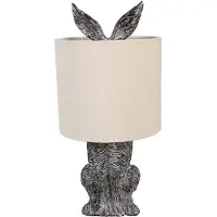 Clayre & Eef Lampe de table Lapin Ø 20x43 cm Marron Beige Polyrésine
