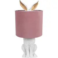 Clayre & Eef Lampe de table Lapin Ø 20x43 cm Blanc Rose Polyrésine