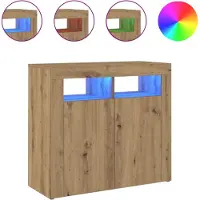 vidaXL Sideboard avec lampes LED Chêne Artisan 80x35x75 cm