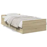 vidaXL Cadre de lit avec tiroirs Chêne Sonoma 90x190 cm Bois composite