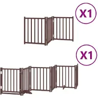 vidaXL Porte pour chien 9 pièces avec porte Pliable Marron 450 cm Bois de peuplier