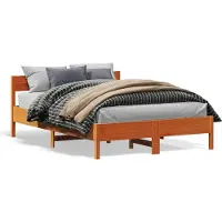 vidaXL Lit en bois massif sans matelas pin brun cireux 135x190 cm