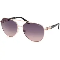 GUESS GAFAS Lunettes de soleil GU00158 pour femme, rose doré brillant, 61/15/130